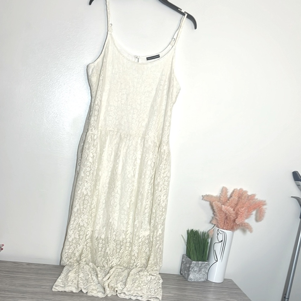 Chelsea & Theodore White Floral Lace Tank Cami Sleeveless Slip Maxi Dress XL